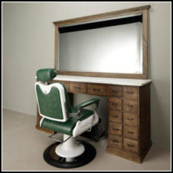 Vintage Barber meubel | Spiegel | Vitrinekasten | Herenkapsalon interieur | Hout | Marmer | Barbier | Kapper | Old school