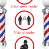 Veiligheidsmaatregelen voor barbershops nu duidelijk zichtbaar met deze Roll-Up van 80 cm breed en 200 cm hoog. Simpele instructies voor de klanten in de Corona tijd | Snelle levering | Beste prijs