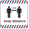 Barbershop vloersticker 1,5 meter afstand houden met Engelse tekst Keep distance