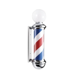 Barberpole | Kapperspaal | Rood wit blauw | Met licht bol | Barbier paal | Voor aan de gevel of binnen | Barbershop paal